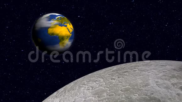 从月球表面到旋转地球的景色视频的预览图