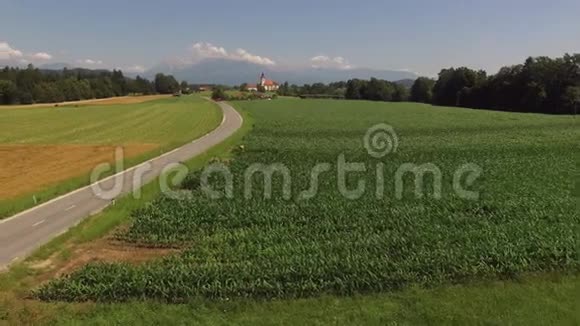 夏天照相机飞过美丽的田野视频的预览图