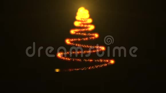 美丽闪亮的圣诞树与文字2020黑色背景新年主题背景视频的预览图