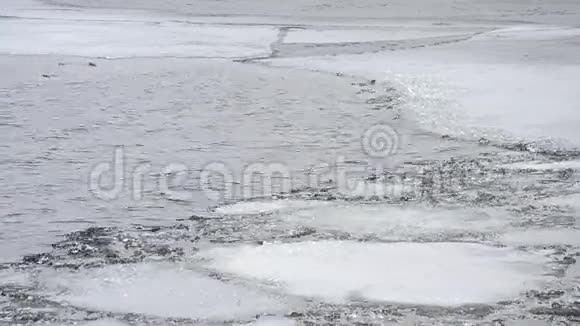 春天的冰漂着融化的浮子视频的预览图
