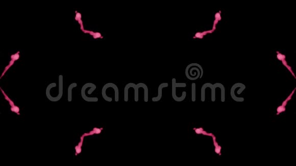背景如罗夏墨迹测试7荧光的粉红色墨水或烟雾在黑色上缓慢地分离粉红色的水视频的预览图