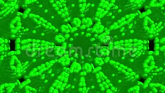催眠绿色背景来自许多气泡和抽象粒子计算机生成3D绘制视频的预览图