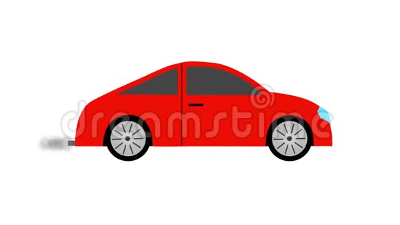 动画红色跑车平面图标与排烟回路动画与阿尔法通道4k视频的预览图