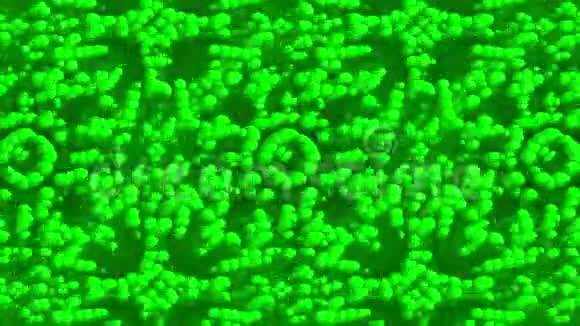 催眠绿色背景来自许多气泡和抽象粒子计算机生成3D绘制视频的预览图