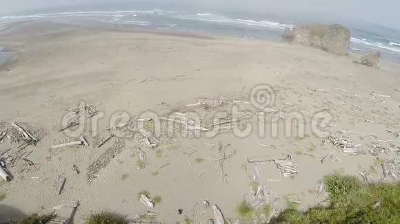 用漂流木在沙滩上打印画视频的预览图