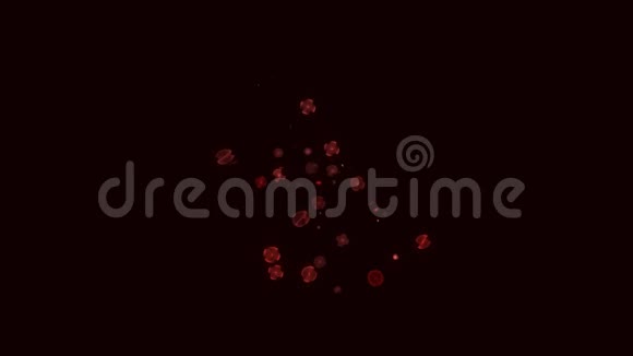 带有红色移动粒子的抽象背景红色粒子移动黑暗背景视频的预览图