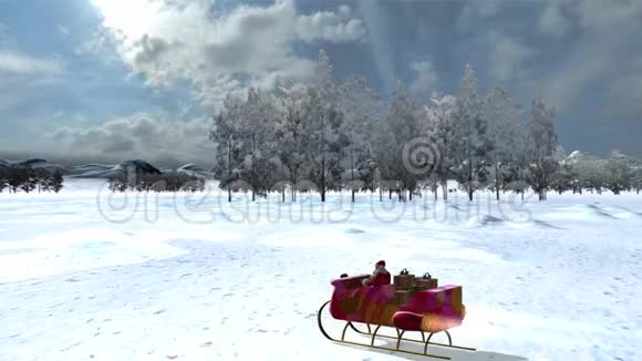 圣诞老人新喷气机在冬季景观中滑行视频的预览图