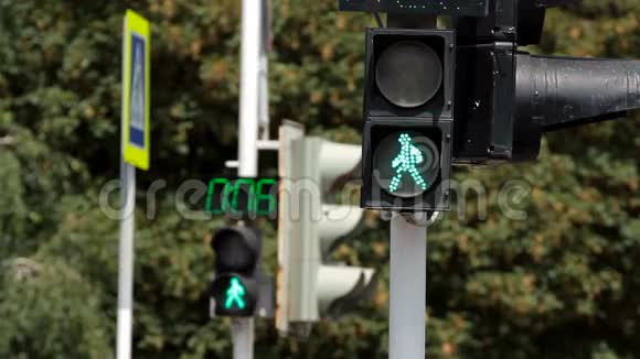 行人交通灯开关由绿色转向红色v1视频的预览图