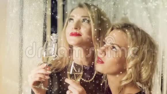 两位笑容可掬的女士圣诞装饰视频的预览图