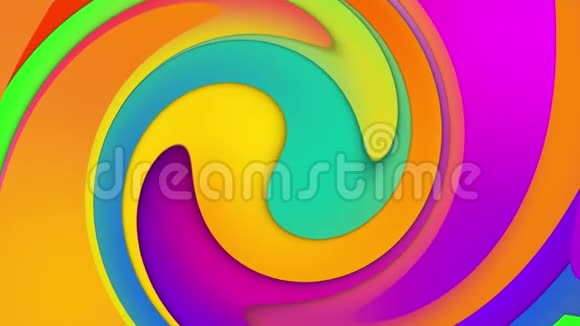 液体的颜色梯度逐渐呈螺旋状并改变其形状具有阴影效果的三维动画视频的预览图