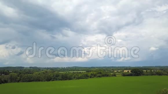 长满草的田野乡村夏日的乌云背景视频的预览图