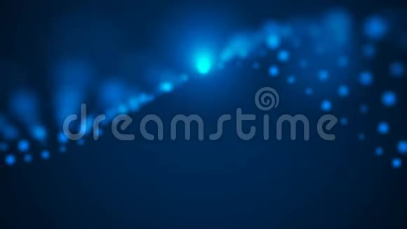 旋转粒子波抽象的蓝色波浪格的亮点动画蓝丛幻想抽象技术数据工程视频的预览图