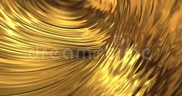 金色液体金属背景魅力缎纹纹理3D渲染循环4k视频的预览图