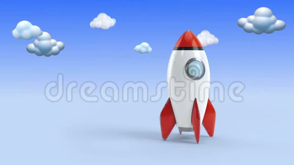 玩具火箭爆炸与多云的天空4K视频的预览图