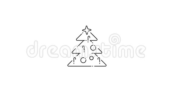 圣诞节和新年装饰的树动画轮廓薄平面设计图标视频的预览图