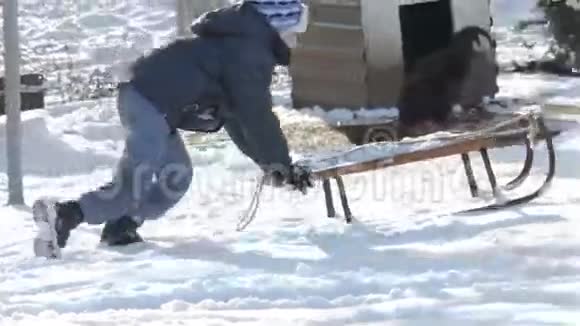 在雪橇上度寒假视频的预览图