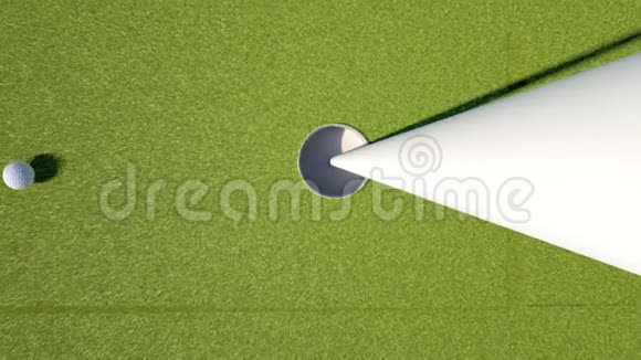 高尔夫高尔夫球落入洞中的动画视频的预览图