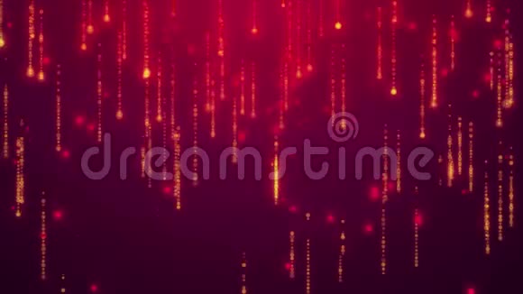 闪闪发亮的橙色粒子和条纹动画就像紫色背景上的雨视频的预览图