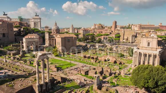 罗马城最著名的夏日罗马论坛全景4k时间流逝意大利视频的预览图