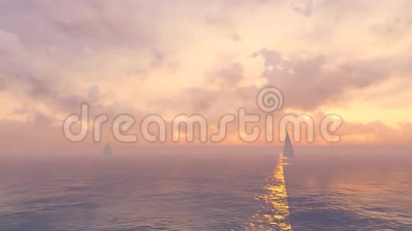 日出时出海的帆船视频的预览图
