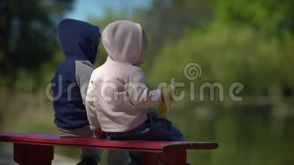 两个小孩看湖景视频的预览图