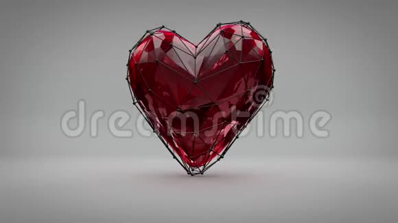 3D渲染心脏符号红色红宝石心脏跳动情人节循环视频无缝视频的预览图