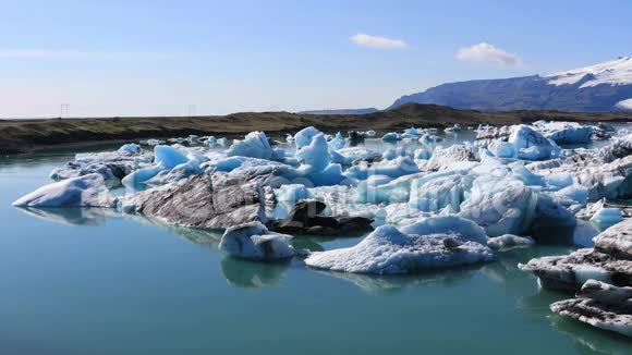 冰岛Jokulsarlon冰川湖全景视频的预览图