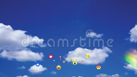 在天空中飞翔的表情符号是彩虹视频的预览图