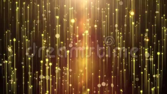 带粒子雨的美丽金色幕布抽象背景视频的预览图
