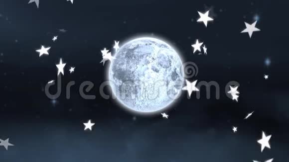 落在灰色背景下的星星和满月视频的预览图