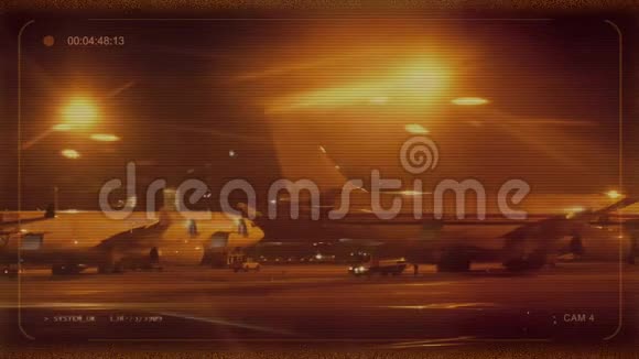 夜间机场闭路电视馈送视频的预览图