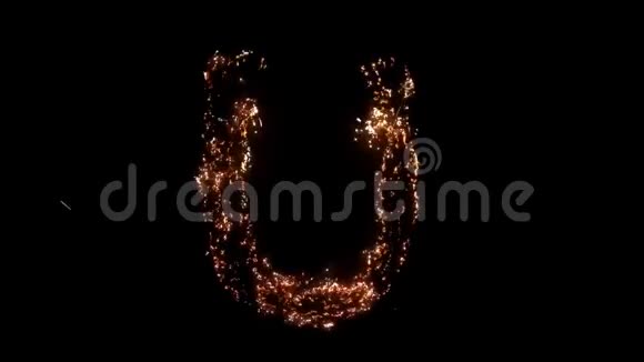 字母U烧在黑色背景上视频的预览图