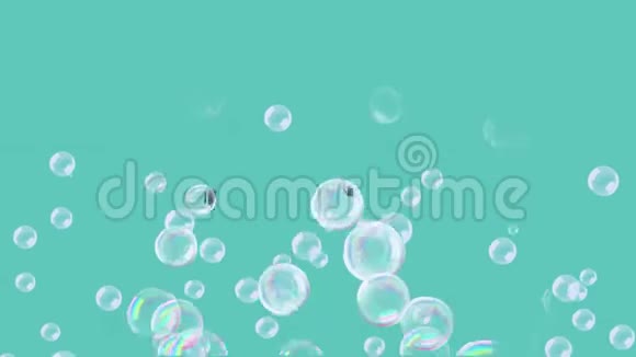 生日快乐写在绿松石背景和泡泡上视频的预览图
