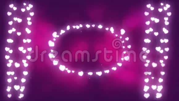 粉色背景上闪烁的椭圆形和仙灯串串视频的预览图