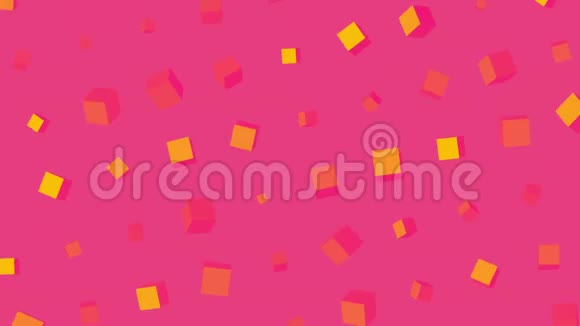 抽象全高清循环动画图案旋转立方体黄色粉红色背景视频的预览图