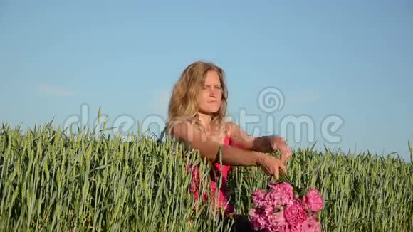 女人躺在玉米地里视频的预览图