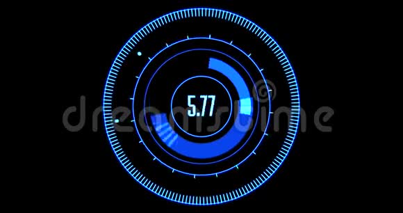 蓝色指南针hud抬头显示与数字数字黑色背景概念视频的预览图