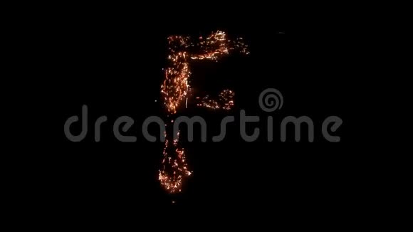 字母F在黑色背景上燃烧视频的预览图