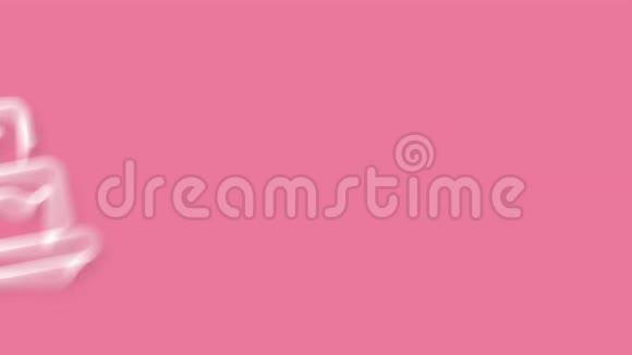 生日蛋糕图标在粉红色背景下摆动运动数字纸艺概念带影轮廓图标4K运动图形视频的预览图