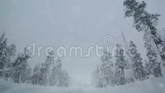 在空旷的冬季公路上行驶和下雪视频的预览图