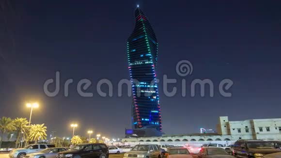 科威特城AlTijaria塔夜间延时超移科威特中东视频的预览图