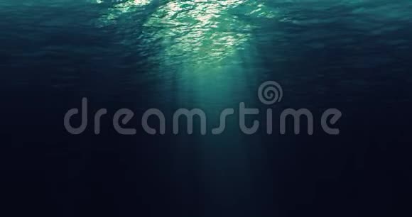 深蓝绿色海洋波从水下背景的无缝环路光线闪耀视频的预览图