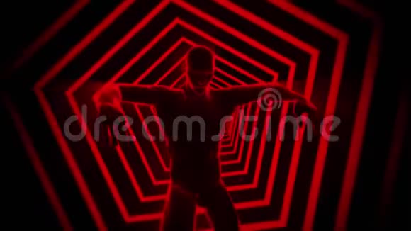 3数码隧道内红色数码男子VJ循环背景视频的预览图