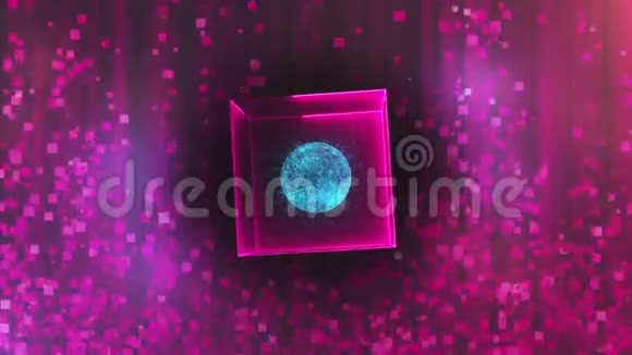 摘要背景下数据中心为零重力的Neon立方体计算机生成三维渲染视频的预览图