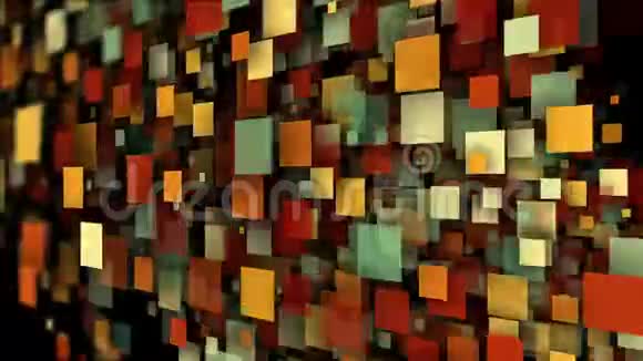抽象网页背景与五彩透明方块和粒子3D计算机绘图视频的预览图