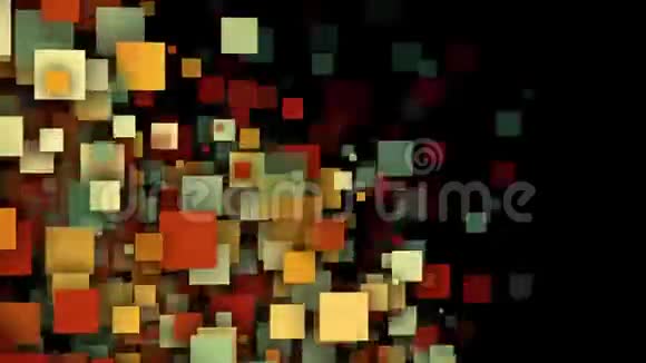 抽象网页背景与五彩透明方块和粒子3D计算机绘图视频的预览图
