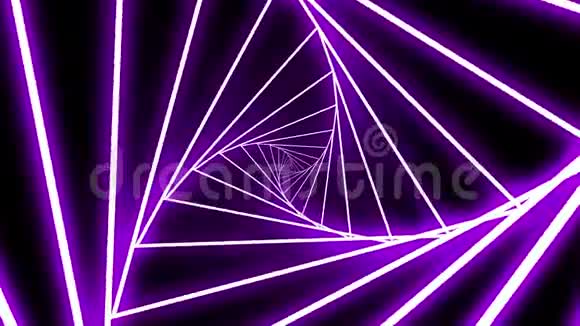 霓虹灯隧道的三角形旋转和改变颜色运动图形视频的预览图