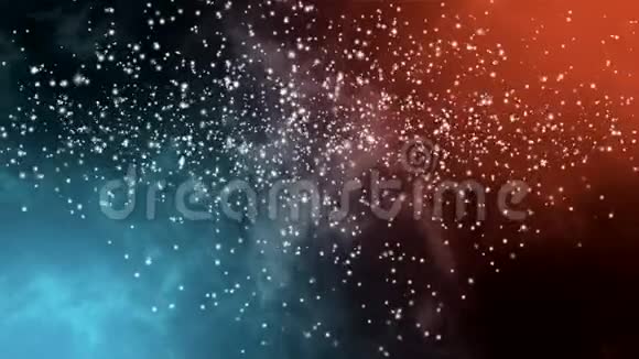 移动粒子的红色和浅蓝色背景循环动画视频的预览图