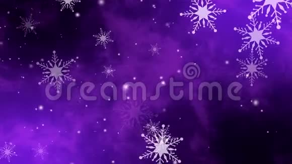 移动雪花的紫色背景循环动画视频的预览图