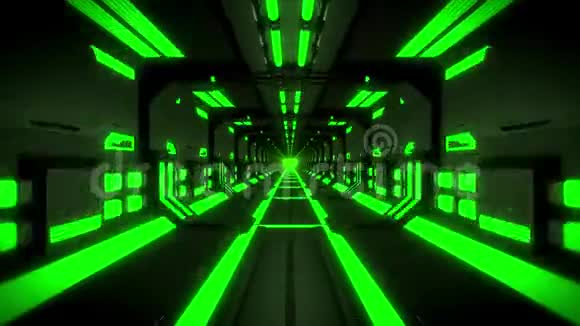 3D绿色高科技霓虹灯隧道环路运动背景视频的预览图